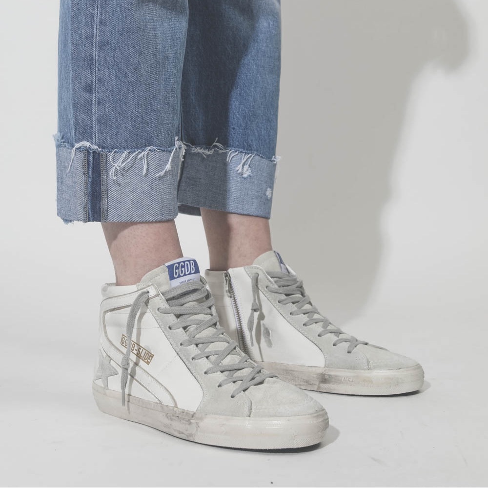 Golden Goose Slide Sneaker in White Leather/Ice Suede sz 41 New in Box
